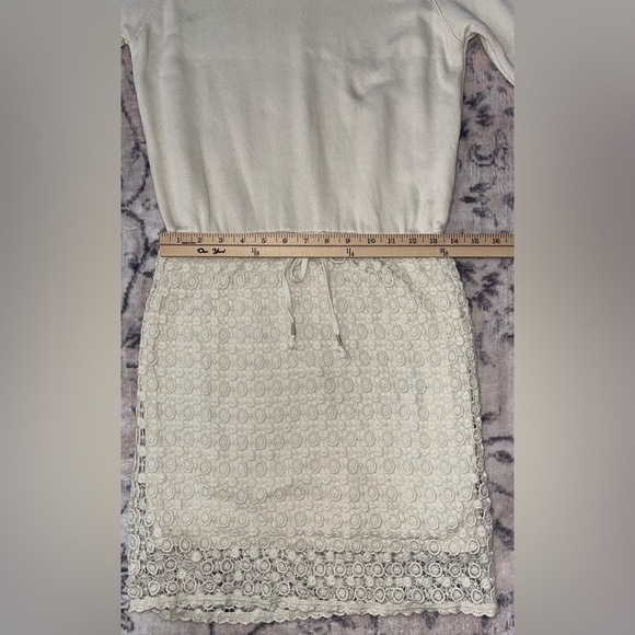 Anthropologie Saturday Sunday Cream Crochet French Terry Dress Size Small - Picture 7 of 11